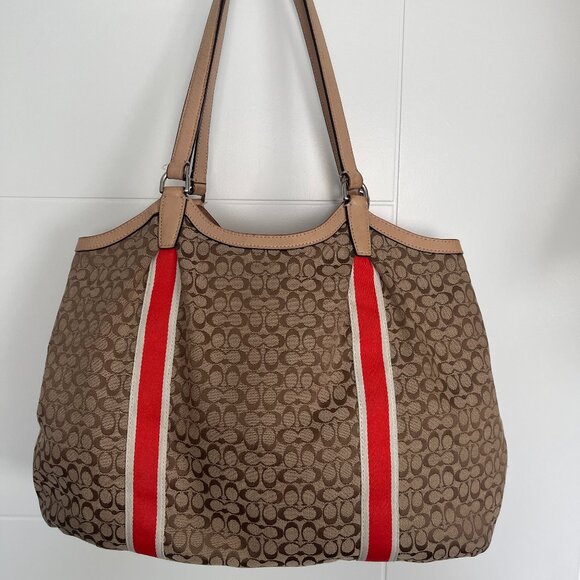 Coach Signature Orange Stripe Devin Shoulder Bag F26131 - Picture 3 of 11